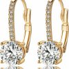 YUPHUNY Ladies 1 Carat Diamond Pendant Earrings 18K Gold Plated Cubic Zirconia Hanging Lever Bridal Earrings Girls And Women'S Fashion Jewelry | Earrings