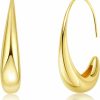 WSKFLY Wskfly Lightweight Teardrop Hoop Earrings For Women 18K White Gold/Gold Plated Large Oval Hoop Earrings High Polished Statement Hoop Earrings Jewelry Gifts | Earrings