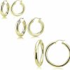 Hoops & Loops Hoops & Loops Set Of 3 Sterling Silver 5Mm Polished Round Hoop Earrings, 20Mm, 30Mm, 35Mm | Earrings