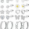 YADOCA Yadoca 10 Pairs Hypoallergenic Screw Back Earrings For Women Girls Stainless Steel Cz Cute Colorful Butterfly Hoop Screwback Stud Earring Set | Earrings