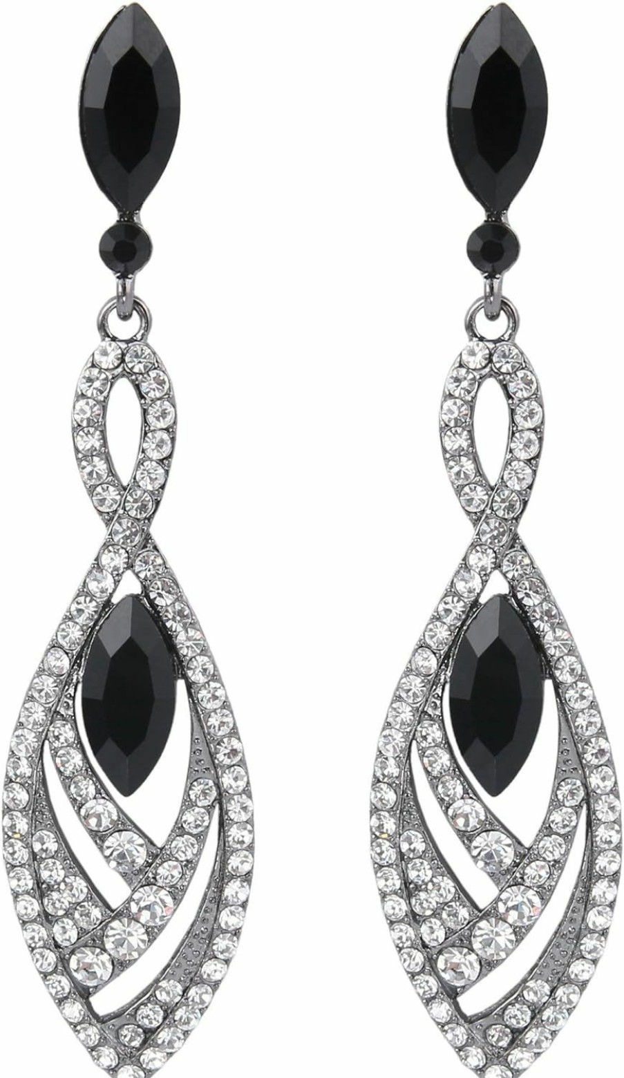 BriLove Brilove Women'S Crystal Gorgeous Twisted Dual Chandelier Teardrop Fashion Pierced Dangle Earrings | Earrings