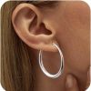 MBW Mbw Silver Hoop Earrings For Women,925 Sterling Silver Earrings Hypoallergenic Big Oval Large Chunky Thick Medium Hoops Earring Jewelry Gifts For Women Girls (30/40/50/60Mm) | Earrings