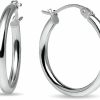 Lovve 925 Sterling Silver Hoop Earrings For Women Girls, Round-Tube Design, Shiny Polish Finish With Click-Top Closure, Tarnish And Nickel Free, Various Sizes | Earrings