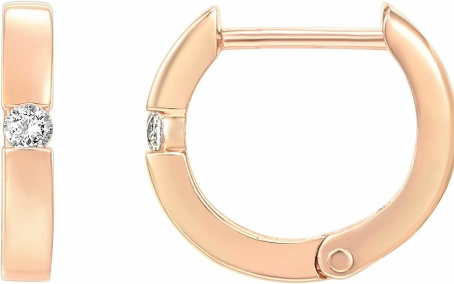 PAVOI Pavoi 14K Gold Plated Sterling Silver Post Cubic Zirconia Huggie Earrings | Small Round Huggie Stud Fashion Hoop Earrings For Women In Gold Plating | Earrings