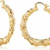 Barzel Barzel 18K Gold Plated Bamboo Hoop Earrings For Women - Made In Brazil | Earrings