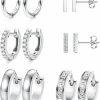 JOERICA Joerica 6 Pairs Hoop Huggie Earrings For Women Minimalist Cuff Mini Bar Stud Earrings Gold Silver Cubic Zirconia Small Ear Piercing Set | Earrings