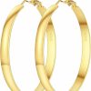 IDJEOABL 5Mm Wide Gold Hoop Earrings 14K Gold Plated Large Big Flat Hoops For Women Lightweight Hypoallergenic Thick Hoop Earrings Jewelry For Women Trendy 40/50/60/70Mm | Earrings