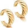 MEVECCO Mevecco Gold Ear Cuff Earring 18K Gold Plated Non Pierced Ear Cartilage Clip On Wrap Hoop Tiny Chunky Blod Thick Simple Minimalist Handmade Delicate Hypoallergenic Ear Cuff Fake Earrings Women Gift | Earrings