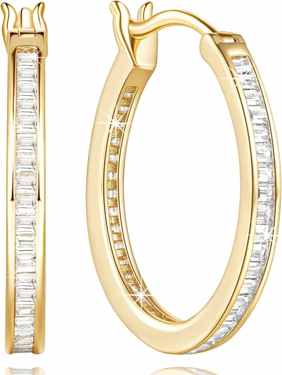 SHERRIE DOBBIE Sherrie Dobbie Diamond Hoop Earrings For Women 14K Gold Hoop Earrings For Women Radiant Gold Hoop Earrings (20Mm) | Earrings