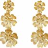 Laura Ashley Laura Ashley Womens Jewelry Gold And Silver Triple Flower Drop Floral Dangle Earrings With Crystal | Earrings