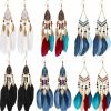 meekoo 6 Pairs Women Faux Feather Earrings Dream Catcher Earring Bohemian Fringe Tassel Long Drop Dangle Earrings Set With Design For Women | Earrings