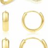 ALEXCRAFT 3 Pairs Small Huggie Hoop Earrings Set 14K Gold Hypoallergenic Lightweight Huggie Hoops Earrings For Women Girls | Earrings