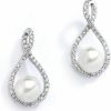 Mariell Mariell Pearl Drop Earrings With Cubic Zirconia Crystals For Brides, Weddings, Mother'S Day Jewelry Gift | Earrings