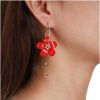 Iaceble Iaceble Boho Acrylic Flower Hoop Earrings Pink Crystal Flower Dangle Earrings Cz Tassel Drop Earrings Colorful Resin Flower Earrings Jewelry For Women And Girls(Pink) | Earrings