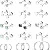 Staligue Staligue 15 Pairs Surgical Steel Earrings For Women Men Flat Back Earrings Hypoallergenic Opal Ball Cz Hoop 20 Gauge Earrings Sets For Multiple Piercing Jewelry | Earrings