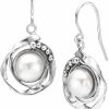 JEAN RACHEL JEWELRY 925 Sterling Silver Dangle Earrings W/Fresh Water Pearl, Oxidized, Stylish, Hypoallergenic, Nickel And Lead-Free, Artisan Handcrafted Designer Collection,French Wire Earring Back, Jewelry Gift For Her | Earrings