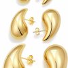 LINONKEY Linonkey Gold Teardrop Earrings For Women Set 3 Pair Large Medium Small Chunky Gold Hoop Earrings Hypoallergenic 14K Plated Gold Hoop Earrings For Women Lightweight Waterdrop Drop Earrings For Women | Earrings