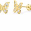 The World Jewelry Center 14K Real Yellow Gold Butterfly Stud Earrings With Screw Back | Earrings