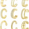 sroyte Sroyte 9Pcs Gold Ear Cuffs For Women Non Piercing, 14K 18K Gold Plated Ear Cuff Earrings For Girls Cartilage Clip Cuff Earrings Jewelry For Women | Earrings