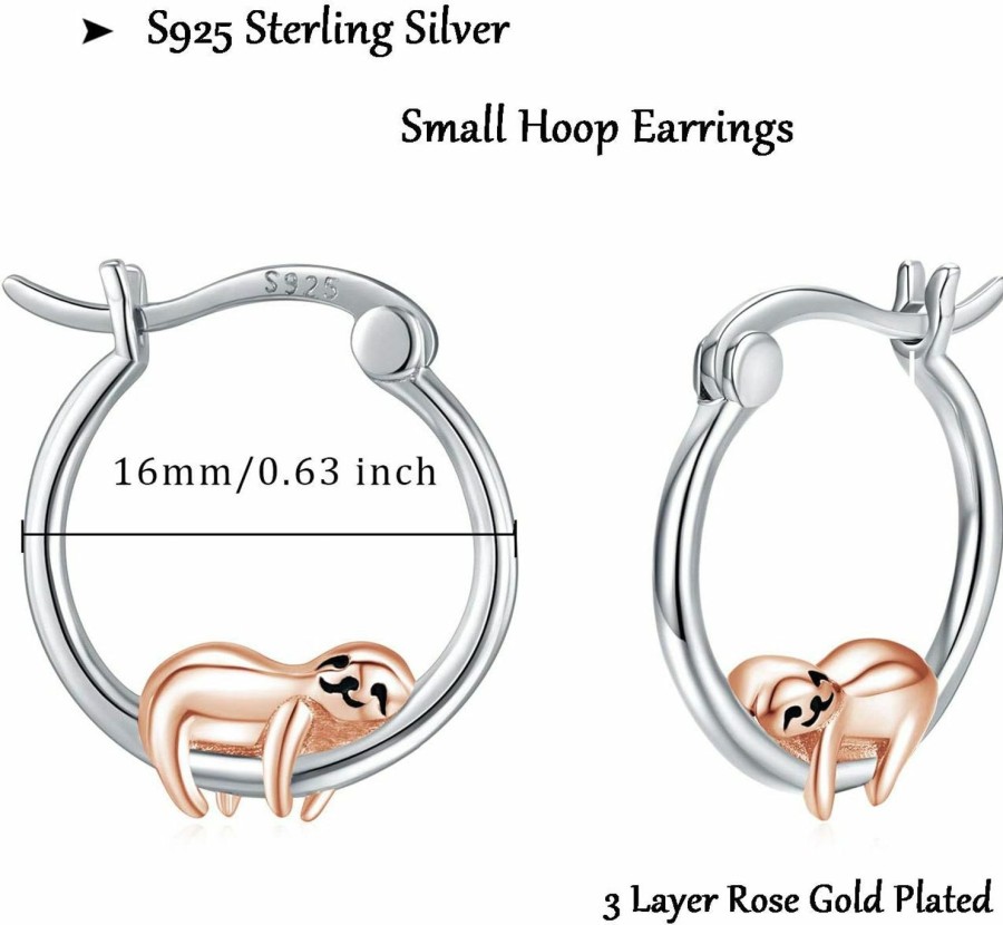 JUSTKIDSTOY Hypoallergenic Sloth Huggie Hoop Earrings 925 Sterling Silver Small Animal Huggie Cartilage Earring Cute Cuff Hoops Ear Stud For Women. | Earrings