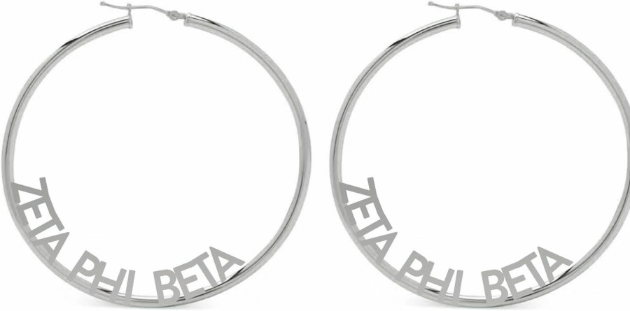 Sorority Shop Sorority Shop Zeta Phi Beta- Hoop Stainless Steel Dainty Earrings For Women - Zeta Phi Beta Jewelry With Ideal 2\" Diameter Hoops - Zeta Phi Beta Gifts | Earrings