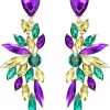 BriLove Brilove Women'S Wedding Bridal Crystal Teardrop Multi Marquise Cluster Bling Dangle Earrings | Earrings