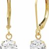 MAX + STONE 14K Gold Leverback Cubic Zirconia Dangle Earrings For Women | Real White Or Yellow Gold Dangle Earrings | 1-8 Ct.Tw 14K Gold Earrings For Women | Cz Cubic Zirconia Drop Earrings By Max + Stone | Earrings