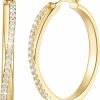 ELEBEST Elebest Hoop Earrings 14K Hoops Gold Earrings For Women Thick Large Diamond Hoop Earrings Elegant X-Shaped Gold Huggie Earrings 30Mm | Earrings