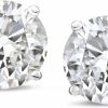 The Diamond Channel The Diamond Channel 1 Carat Diamond Stud Earrings For Women 14 Karat Gold Round Earrings 4 Prong Setting With Push Back And Posts Studs (Lab Grown,G+ Color, Vs2-Si1+ Clarity) | Earrings