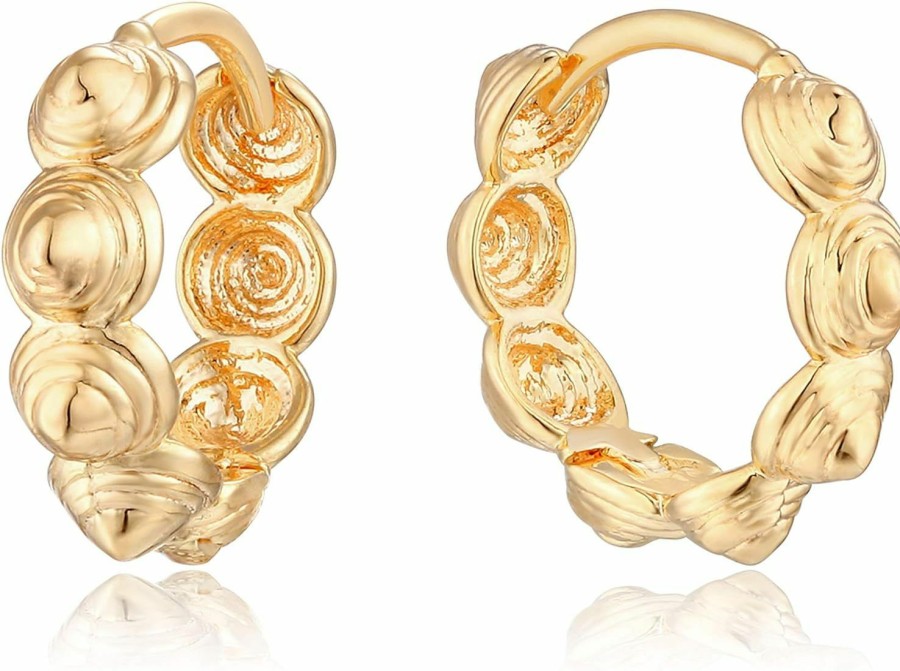 MEVECCO Mevecco 18K Gold Plated Huggie Earrings With Shining Cubic Zriconia Geometry Beads Star Hoop Earrings For Women | Earrings