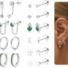 LOLIAS Dainty Gold Flat Back Earrings Hypoallergenic Cartilage Earring Sets For Multiple Piercing 20G Surgical Stainless Steel Earrings Trendy Earring Stacks Small Hoop Flatback Stud Earrings | Earrings