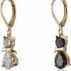 Betsey Johnson Betsey Johnson Cz Cat Mismatched Drop Earrings, Crystal/Black | Earrings