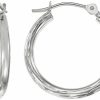 TILO JEWELRY 14K White Gold Hand Engraved Full Diamond-Cut Round Hoop Earrings | Earrings