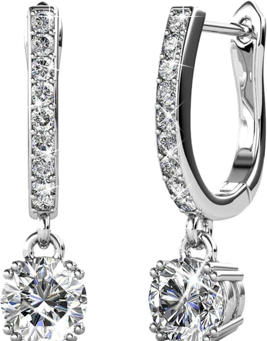 Cate & Chloe Cate & Chloe Mckenzie 18K White Gold Plated Dangle Earrings | Women'S Drop & Dangle Earrings With Crystals, Horseshoe Dangling Earrings, Silver Earrings For Women, Hypoallergenic Earrings Earring Set… | Earrings