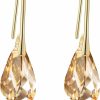 Meow Star Meow Star Crystal Teardrop Earrings S925 Sterling Silver Dangle Earrings Gold Plated Earrings For Women | Earrings