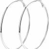 ZHENXSENGLY 4 Pairs Silver Hoop Earrings For Women, 925 Sterling Silver Hypoallergenic Hoop Earrings Large Silver Hoop Earrings Set For Girls 30 40 50 60Mm | Earrings