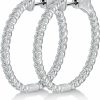 Hitlinker Moissanite Hoop Earrings For Women S925 Sterling Silver D Color Vvs1 Round Cut Lab Created Moissanite Earrings Inside Out Round Loops Earrings Hypoallergenic Large Huggie Hoop Earrings | Earrings