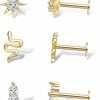 ELF ON THE EAR Flat Back Earrings For Women Dainty Gold Flatback Earrings,14K Gold Cartilage Earring Hypoallergenic Titanium Earring Set Multiple Piercing Small Hoop Earrings Gifts For Her | Earrings