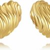 Anten Pink Anten Pink Big Chunky Gold Earrings For Women Trendy Statement Drop Stud, Hypoallergenic Wavy Button Earrings With 925 Sterling Silver Post, Trendy Jewelry Gift For Women,Girls | Earrings