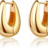 AILPIWE Small Gold Chunky Huggie Hoop Earrings, 14K Gold Plated Thick Huggie Earring, Lightweight Chunky Gold Hoops Earrings For Women | Earrings