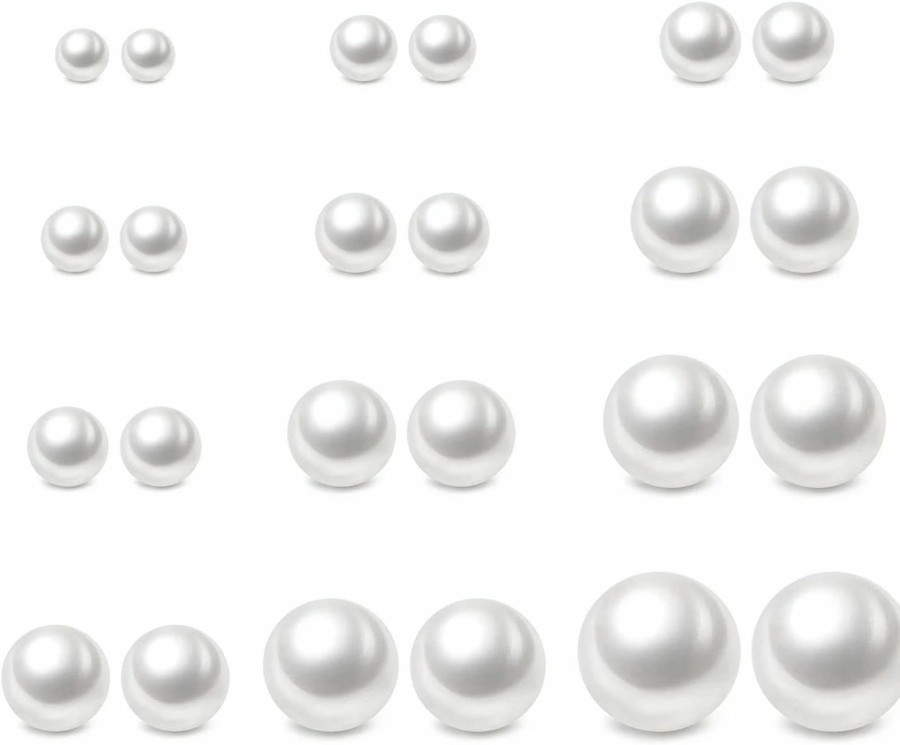 Charisma Charisma 4-12Mm Composite Round Ball Pearls Stud Hypoallergenic 12 Pairs Mixed Sizes Imitation Pearl Stainless Steel Earrings Set For Girls Women | Earrings