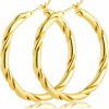 Ongerek Ongerek 14K Gold Hoop Earrings For Women 14K Gold Earrings Fried Dough Twists Earrings For Women Trendy Hypoallergenic Earrings Gold Jewelry For Womens Earrings | Earrings