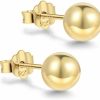 CUTEFEEL 18K Gold Plated Sterling Silver Ball Stud Earrings 3Mm-10Mm Options, Simple Polished Ball Studs Hypoallergenic Jewelry | Earrings