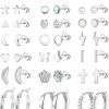 FASACCO Fasacco 21Pairs Stainless Steel Earrings Silver Hoop Stud Earrings Sets For Multiple Piercing Small Tiny Stud Earrings Small Huggie Hoop Earrings | Earrings