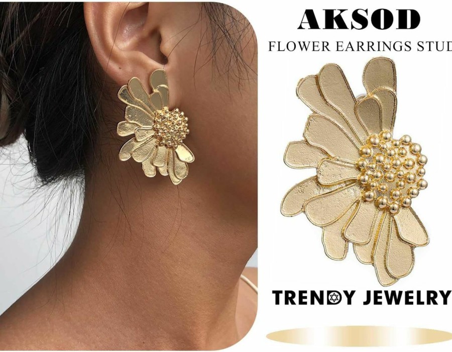 Aksod Aksod Vintage Flower Stud Earrings Exaggerated Oversized Daisy Flower Earrings Statement Jewelry For Women And Girls | Earrings