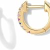 PAVOI Pavoi 14K Gold Plated Sterling Silver Post Huggies | Cubic Zirconia Huggie Earrings For Women | Green, Garnet, Spinel Blue, Black, Multicolored Stones | Earrings