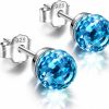 NINASUN Ninasun \"Fantastic World\" 925 Sterling Silver Earrings For Women Girls, 14K White Gold Plated Earrings With Crystal From Austral, Hypoallergenic Earrings For Sensitive Ears, 6Mm Stud Earrings | Earrings