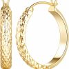 JADE KOS Jade Kos Gold Hoop Earrings 14K Gold Hoop Earrings For Women 14K Gold Earrings Chunky Gold Hoop Earrings For Women, Hypoallergenic Gold Hoop Earring Gold Jewelry (25Mm*4.4Mm) | Earrings