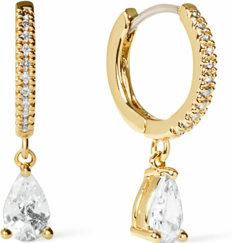 Ana Luisa Ana Luisa Gold Huggie Hoops Earrings - 14K Gold And Cubic Zirconia Hoops, Huggie Hoops, And Pendant Earrings - Hypoallergenic, Water-Resistant & Tarnish-Free - Stylish Gold Hoops | Earrings