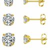 Top Plaza Top Plaza Hypoallergenic Stainless Steel Stud Earrings Round Cubic Zirconia Cz Earring Set For Women Men 3Mm-8Mm | Earrings